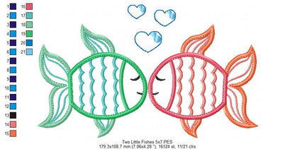 Two Little Fishes – Appliqué – Machine Embroidery Design