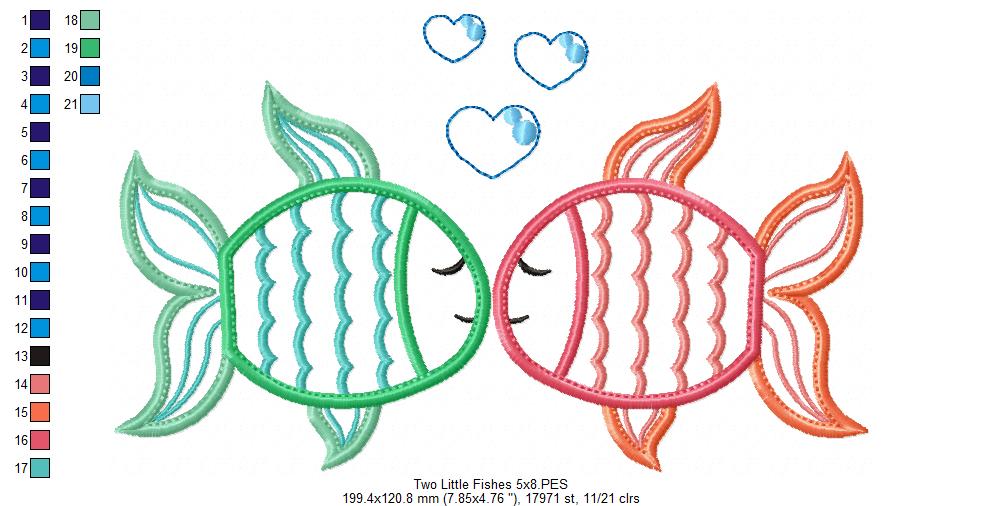 Two Little Fishes – Appliqué – Machine Embroidery Design