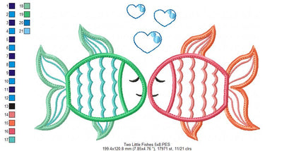 Two Little Fishes – Appliqué – Machine Embroidery Design