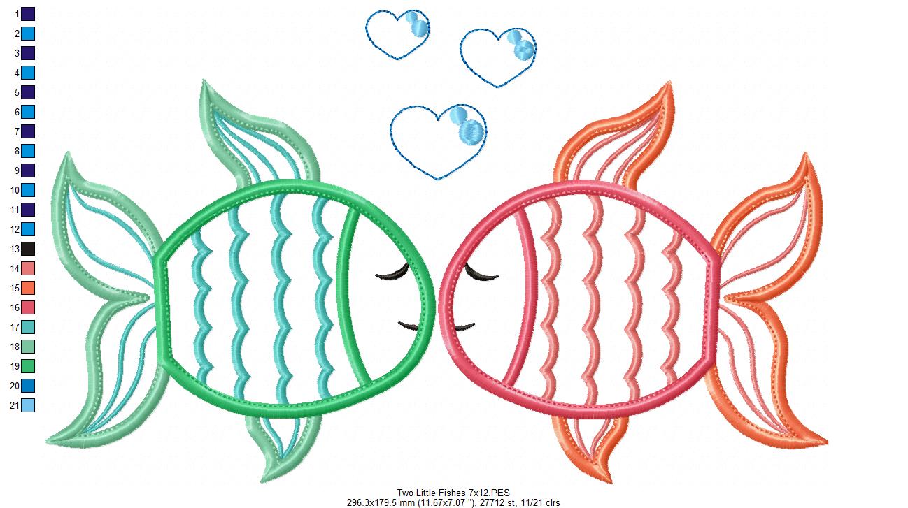 Two Little Fishes – Appliqué – Machine Embroidery Design