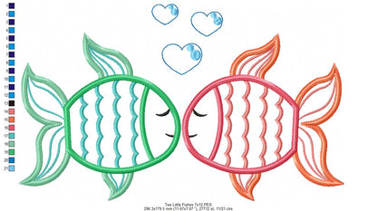 Two Little Fishes – Appliqué – Machine Embroidery Design