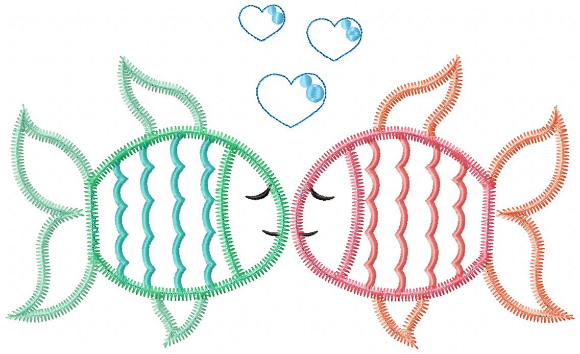 Two Little Fishes – Zigzag Appliqué – Machine Embroidery Design