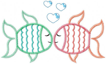 Two Little Fishes – Zigzag Appliqué – Machine Embroidery Design
