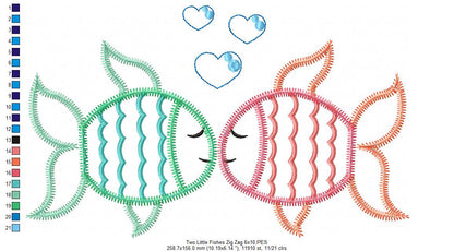 Two Little Fishes – Zigzag Appliqué – Machine Embroidery Design