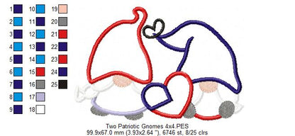 Two Patriotic Gnomes - Applique