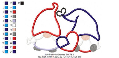 Two Patriotic Gnomes - Applique