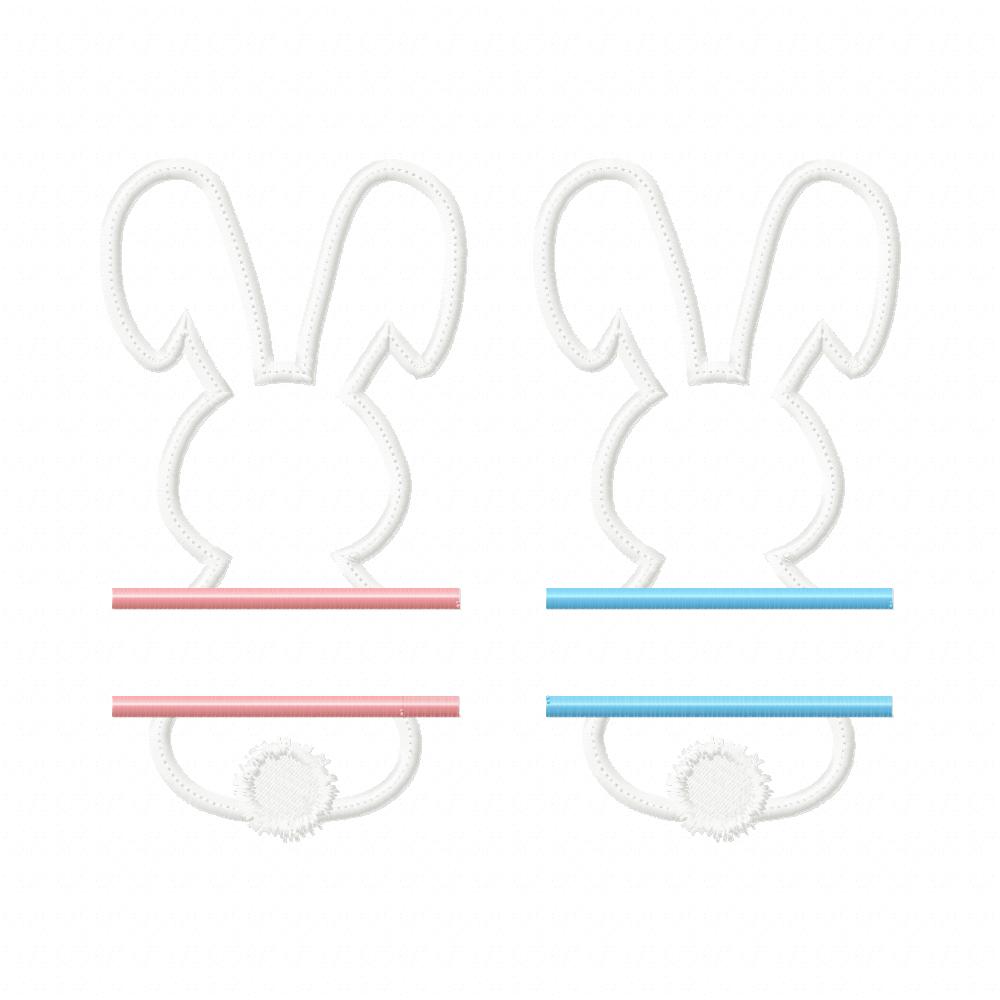 Split Bunny Name Frame - Appliqué - Machine Embroidery Design