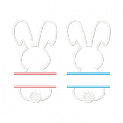 Split Bunny Name Frame - Appliqué - Machine Embroidery Design