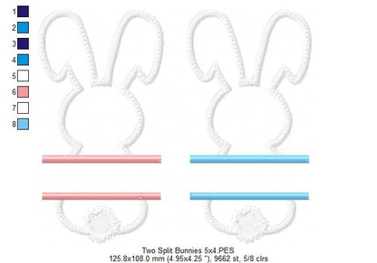 Split Bunny Name Frame - Appliqué - Machine Embroidery Design