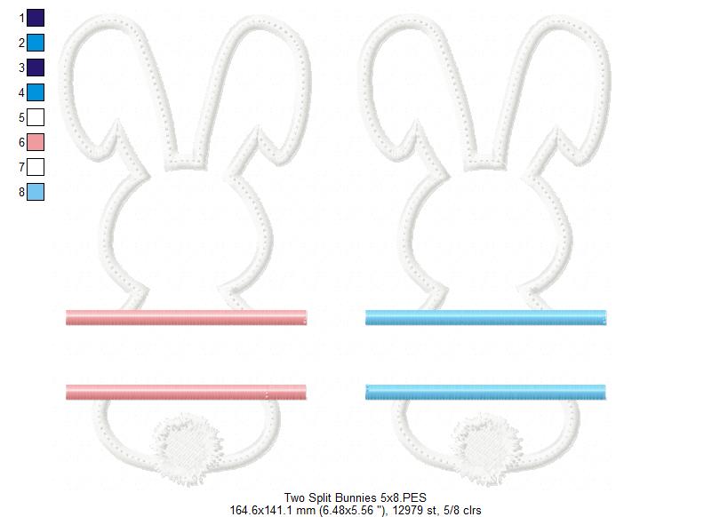 Split Bunny Name Frame - Appliqué - Machine Embroidery Design