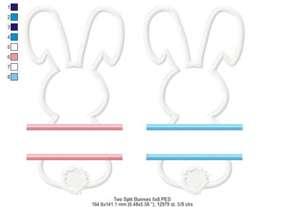 Split Bunny Name Frame - Appliqué - Machine Embroidery Design