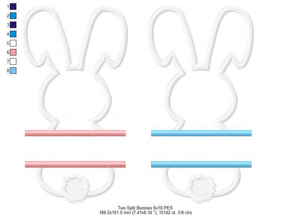Split Bunny Name Frame - Appliqué - Machine Embroidery Design