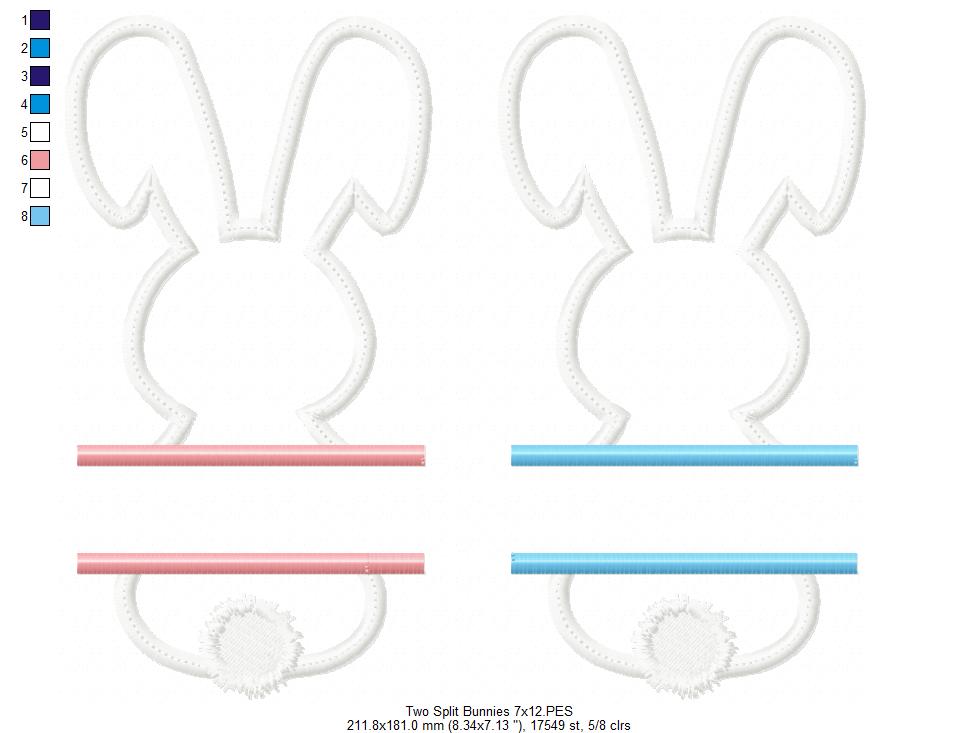 Split Bunny Name Frame - Appliqué - Machine Embroidery Design