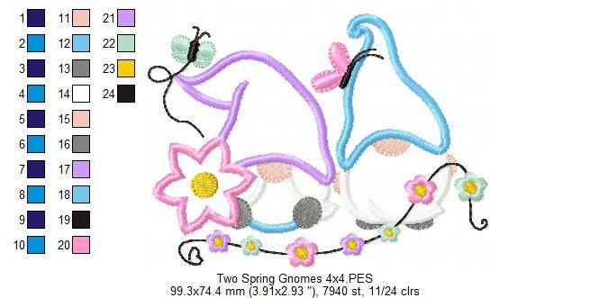 Two Spring Gnomes - Applique