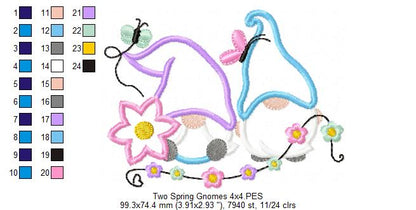 Two Spring Gnomes - Applique