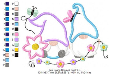 Two Spring Gnomes - Applique