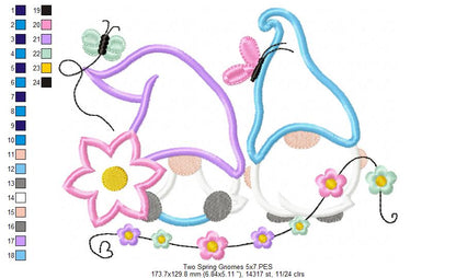 Two Spring Gnomes - Applique