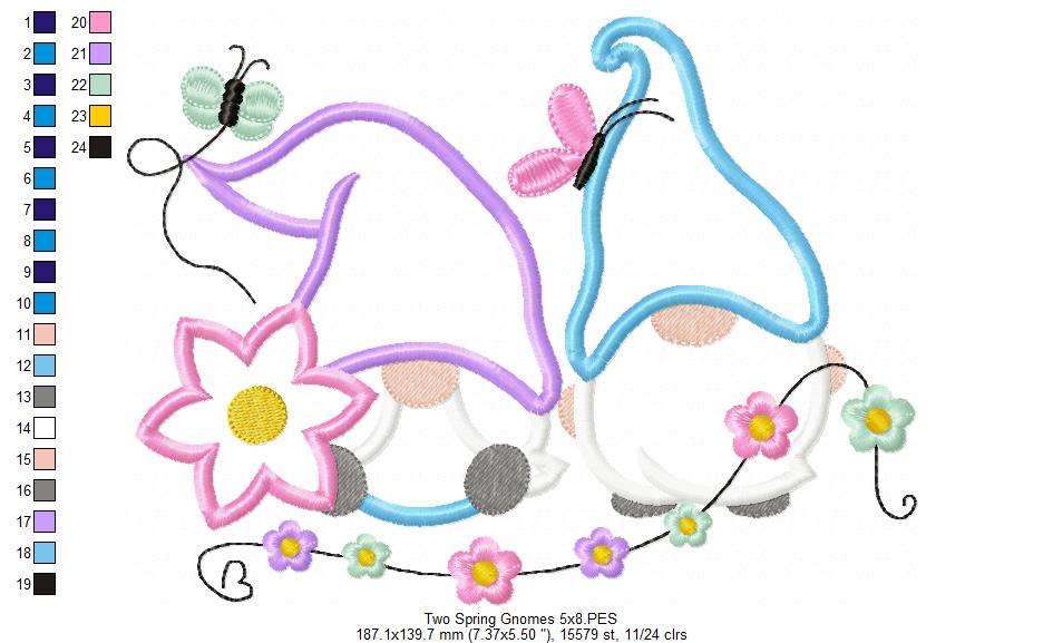 Two Spring Gnomes - Applique