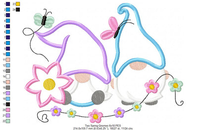 Two Spring Gnomes - Applique