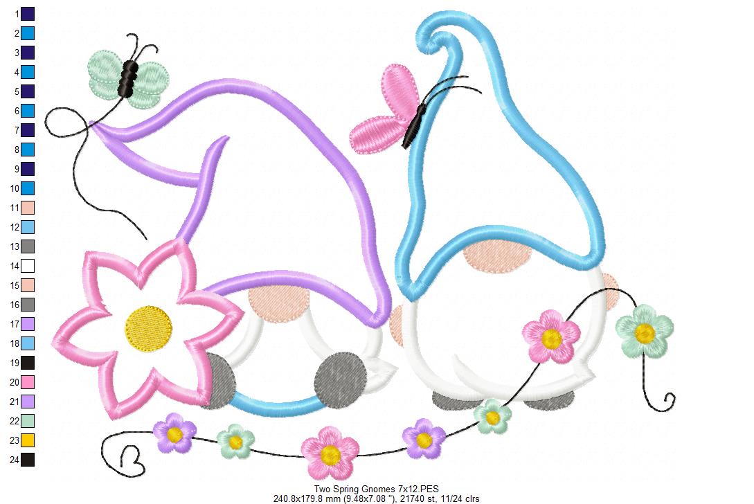 Two Spring Gnomes - Applique