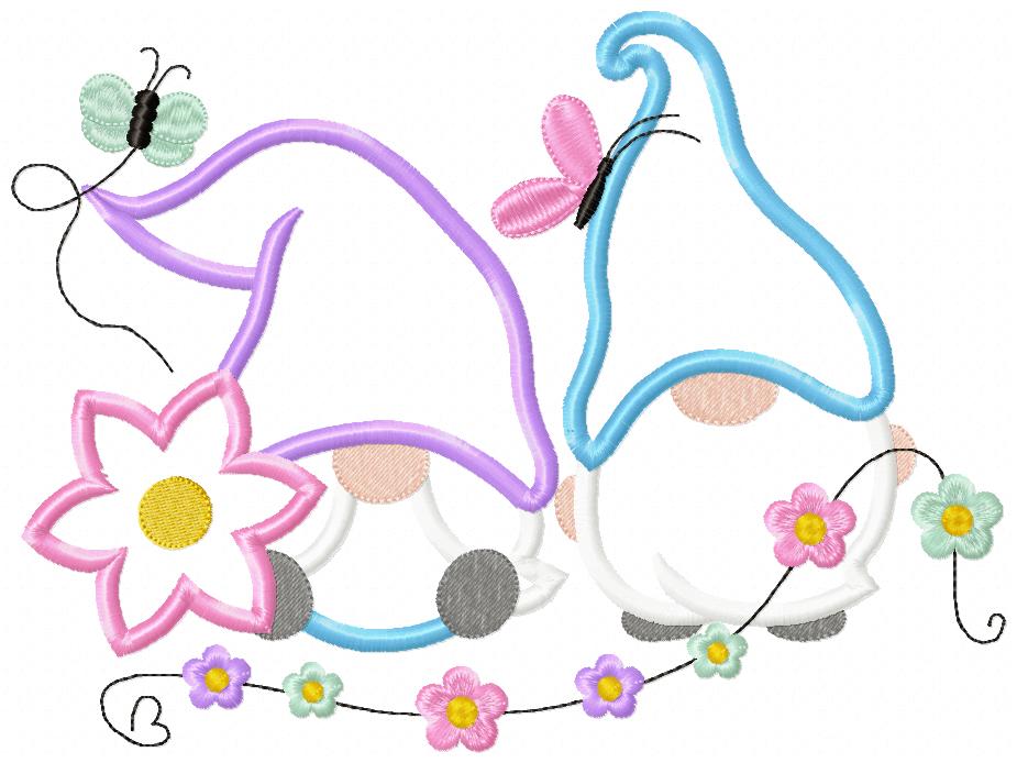 Two Spring Gnomes - Applique