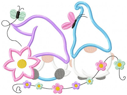 Two Spring Gnomes - Applique