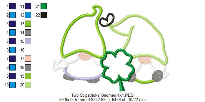 Two St. Patrick's Gnomes - Applique