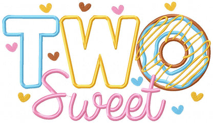 Two Sweet Donut 2nd Birthday - Applique - Machine Embroidery Design