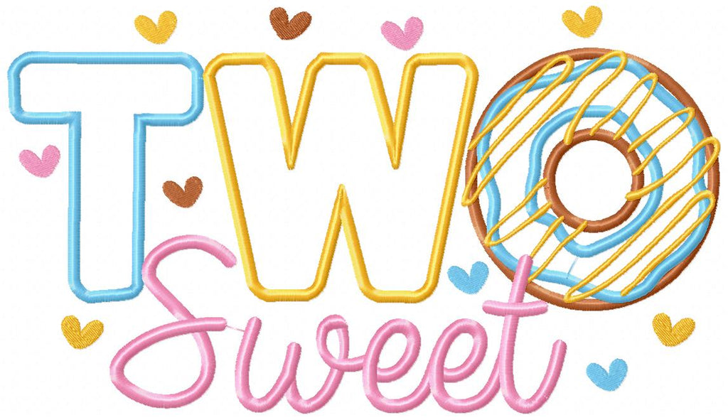 Two Sweet Donut 2nd Birthday - Applique - Machine Embroidery Design