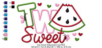Two Sweet Watermelon 2nd Birthday - Applique