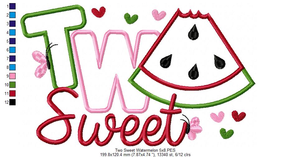 Two Sweet Watermelon 2nd Birthday - Applique