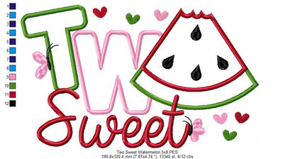 Two Sweet Watermelon 2nd Birthday - Applique