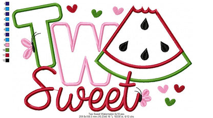 Two Sweet Watermelon 2nd Birthday - Applique