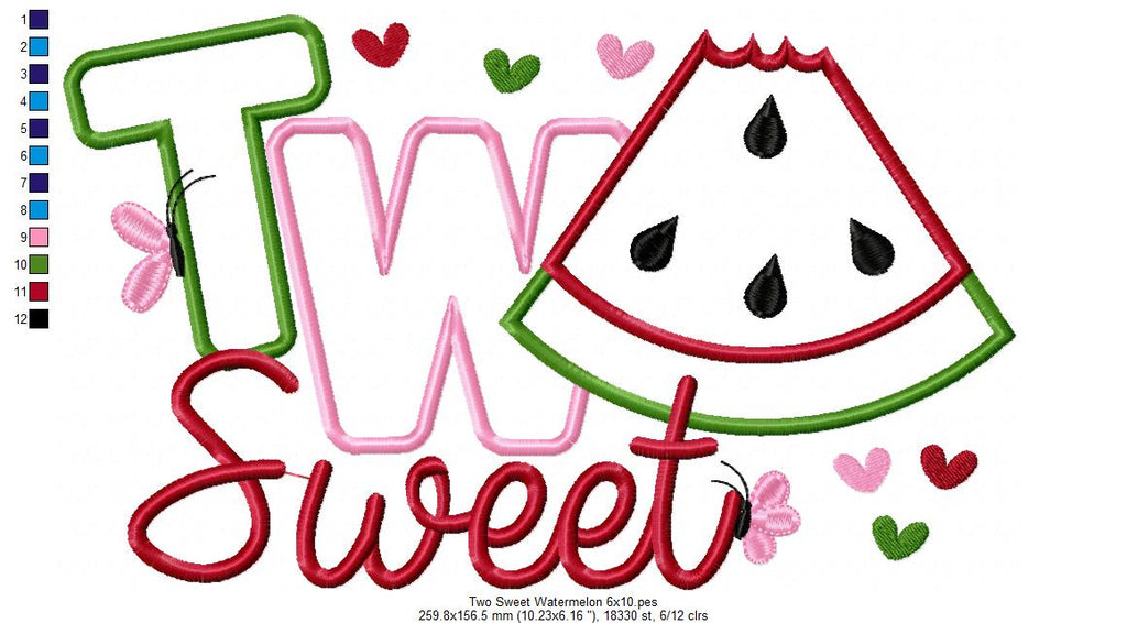 Two Sweet Watermelon 2nd Birthday - Applique
