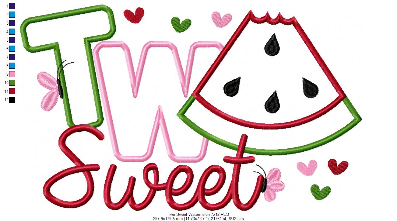 Two Sweet Watermelon 2nd Birthday - Applique