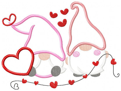 Two Valentines Gnomes - Applique