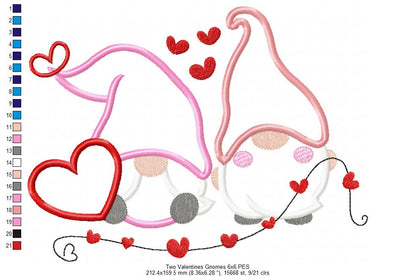 Two Valentines Gnomes - Applique