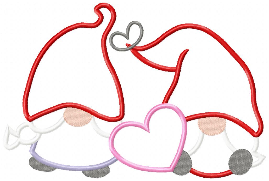 Two Valentines Gnomes - Applique Embroidery