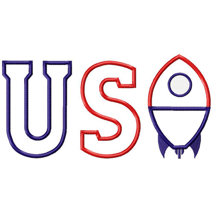 Patriotic Rocket USA - Appliqué - Machine Embroidery Design