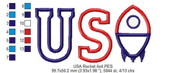 USA Rocket - Applique