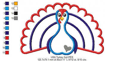 USA Thanksgiving Turkey - Applique