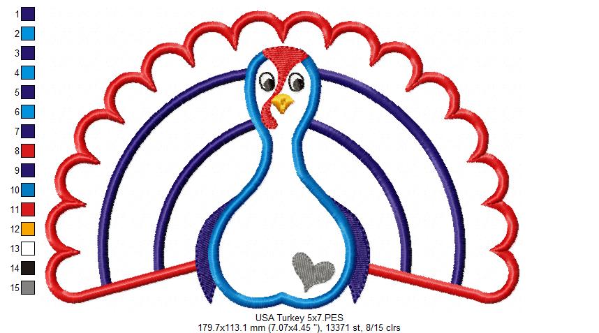 USA Thanksgiving Turkey - Applique