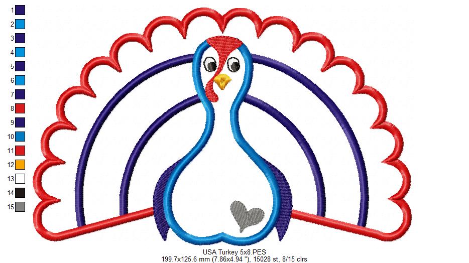 USA Thanksgiving Turkey - Applique