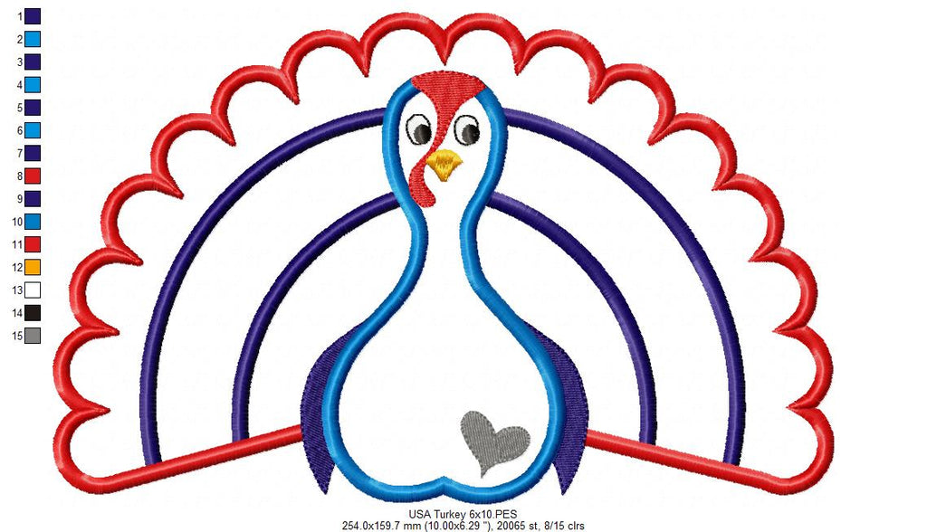 USA Thanksgiving Turkey - Applique