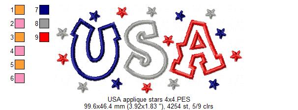 USA Sparkle Pride ✨ 4th of July - Appliqué - Machine Embroidery Design