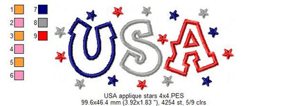 USA Sparkle Pride ✨ 4th of July - Appliqué - Machine Embroidery Design