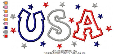 USA Sparkle Pride ✨ 4th of July - Appliqué - Machine Embroidery Design