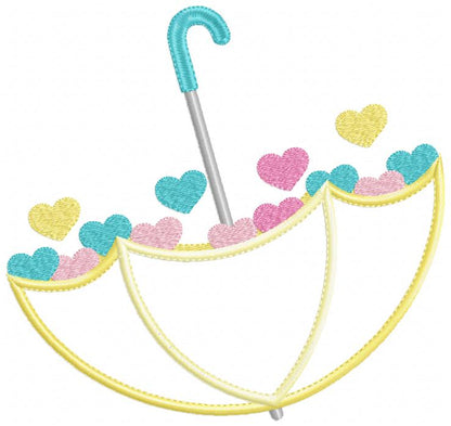 Umbrella and Hearts - Applique