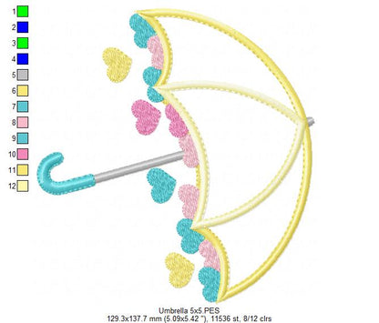 Umbrella and Hearts - Applique