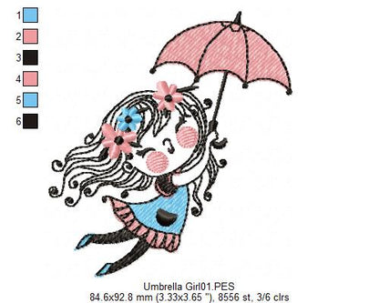 Umbrella Girl - Fill Stitch